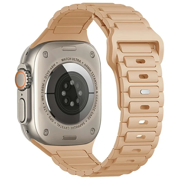 KALEBOL Watch Strap for Apple Watch Series 10 9 8 7 SE 6 5 4 3 2 1 42mm 41mm 40mm 38mm Three Bead Silicone Band - Milk Tea