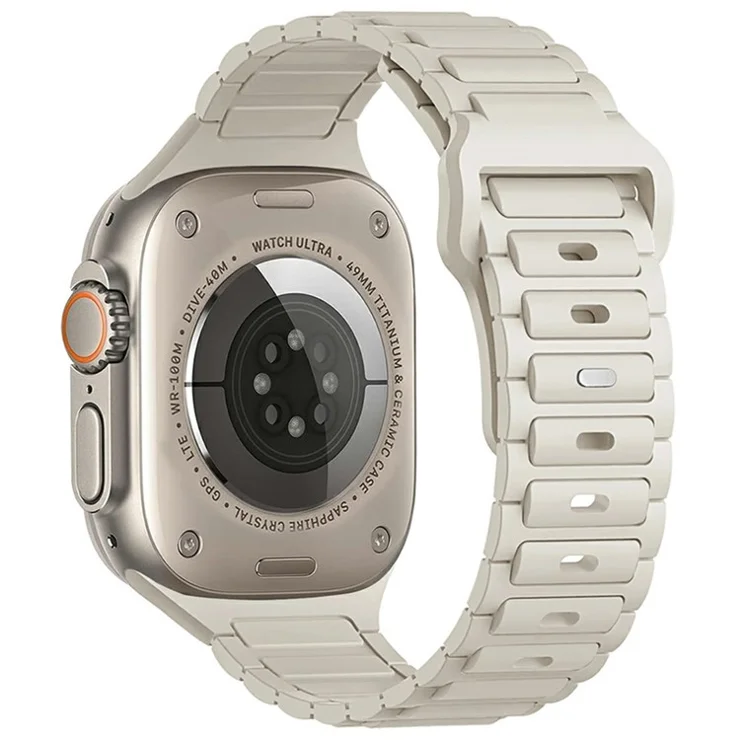 KALEBOL Watch Strap for Apple Watch Series 10 9 8 7 SE 6 5 4 3 2 1 42mm 41mm 40mm 38mm Three Bead Silicone Band - Starlight