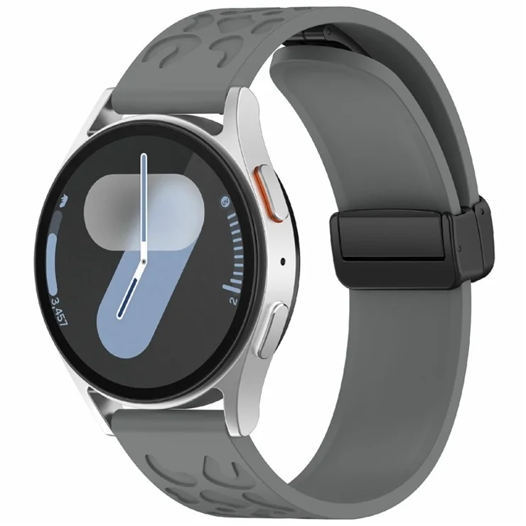 KALEBOL 18mm Magnetic Silicone Strap for Huawei Watch GT 5 41mm / GT 4 41mm / Garmin Venu 3S Leopard Print Watch Band - Dark Grey