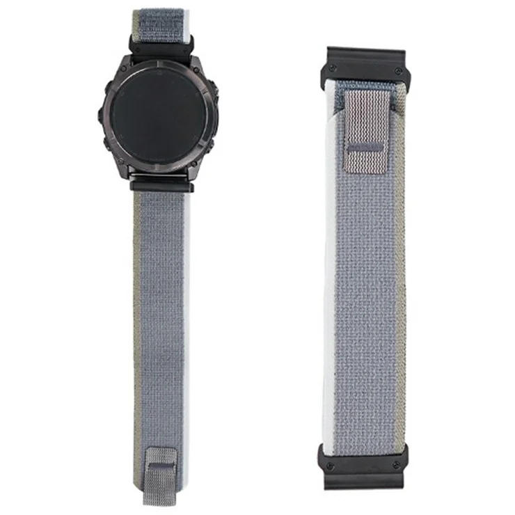 KALEBOL 26mm Watch Band For Garmin Fenix 7X / Fenix 7X Pro / epix Pro 51mm Magic Tape Nylon Loop Wrist Strap - White + Green