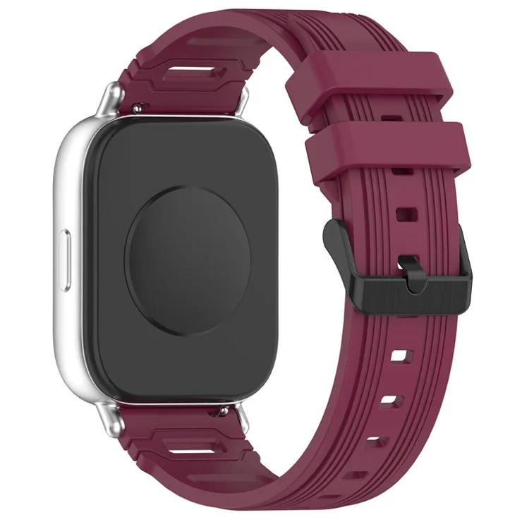 22mm Universal Silicone Watch Band For Huawei Watch GT 5 Pro 46mm / GT 5 46mm / GT 4 46mm Vertical Stripes Strap - Wine Red