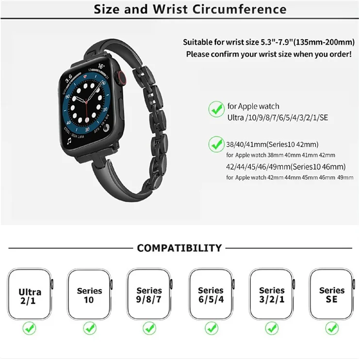 KALEBOL Watch Band Bracelet for Apple Watch Series 10 9 8 7 SE 6 5 4 3 2 1 42mm 41mm 40mm 38mm Zinc Alloy Wrist Strap - Gold