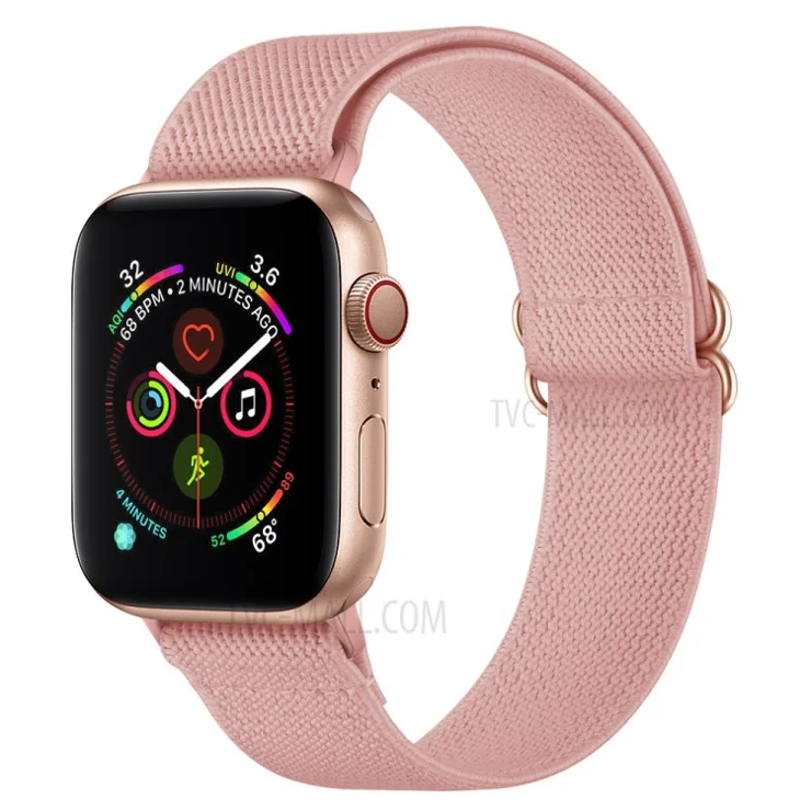 Adjustable Woven Polyester Watchband Wrist Strap Replacement for Apple Watch Series 10 9 8 7 SE 6 5 4 3 2 1 42mm 41mm 40mm 38mm - Light Pink
