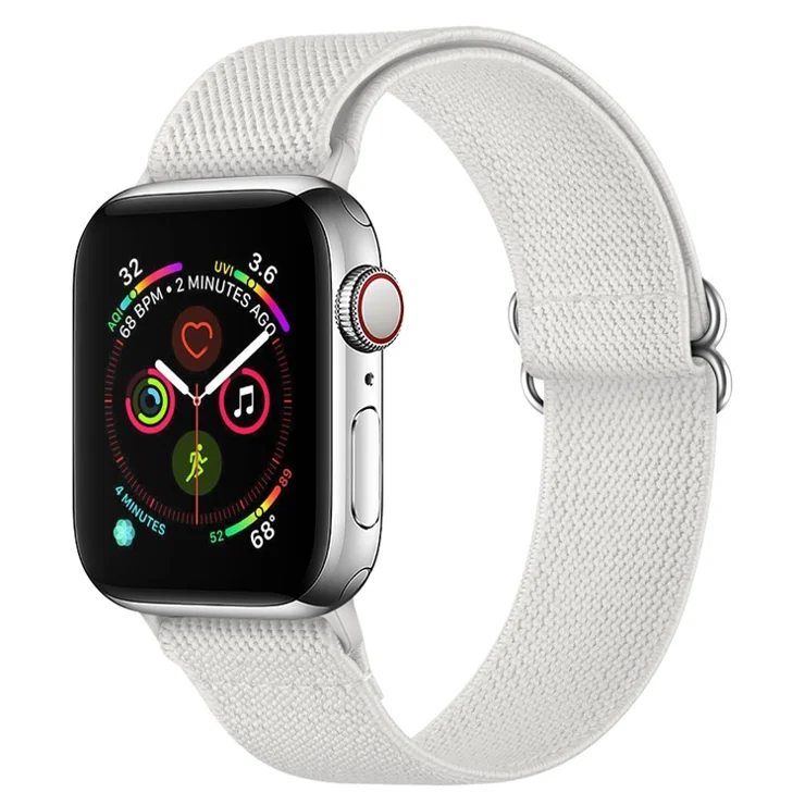 Adjustable Braided Polyester Nylon Watch Band Strap for Apple Watch Series 10 Ultra 9 8 7 SE SE 6 5 4 3 2 1 46mm 49mm 45mm 44mm 42mm - White