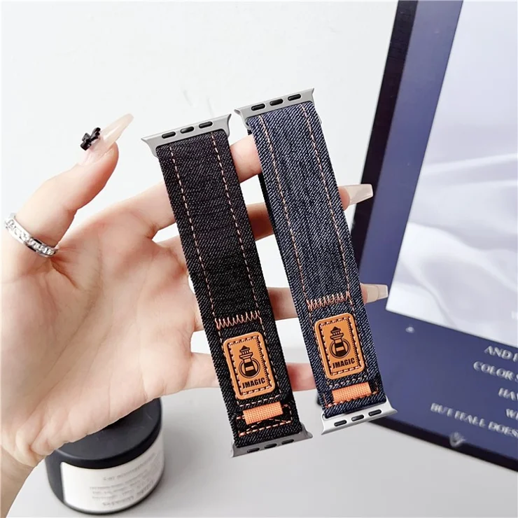 Nylon Canvas Watch Strap for Apple Watch Series 10 Ultra 9 8 7 SE 6 5 4 3 2 1 46mm 49mm 45mm 44mm 42mm Wrist Band - Black