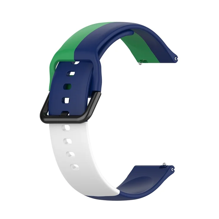 Three Color Silicone Replacement Watch Strap for Samsung Galaxy Watch 42mm / Galaxy Watch Active / Galaxy Watch Active 2 - Blue/Green/White