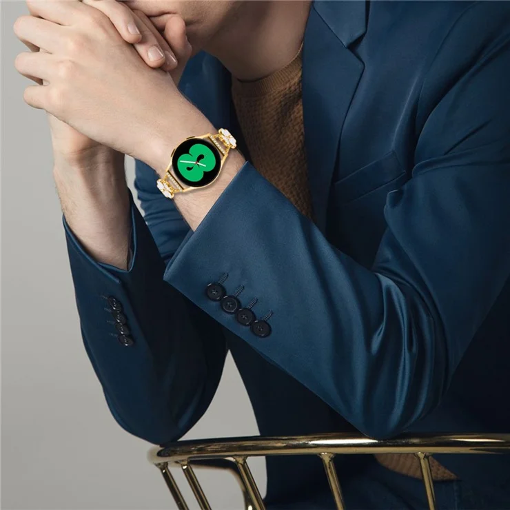 For Samsung Galaxy Watch Active Metal Strap Heart Clover Decor Watchband Zinc Alloy - Gold