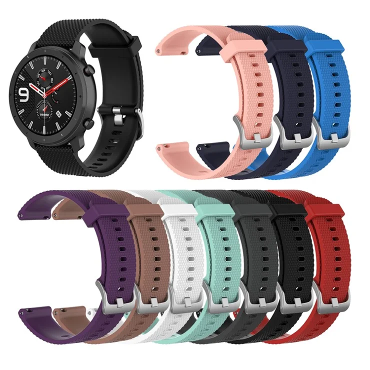 Textured Silicone Watch Band for Huawei Watch GT2 42mm, Size: L - Brown