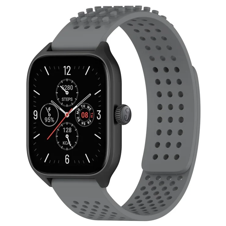 KALEBOL 20mm Silicone Strap for Samsung Galaxy Watch6 Classic 47mm / 43mm / Huawei Watch GT 3 Pro 43mm Flat Push Type Watch Band - Grey