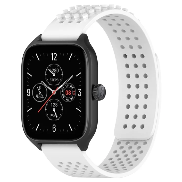 KALEBOL 20mm Silicone Strap for Samsung Galaxy Watch6 Classic 47mm / 43mm / Huawei Watch GT 3 Pro 43mm Flat Push Type Watch Band - White
