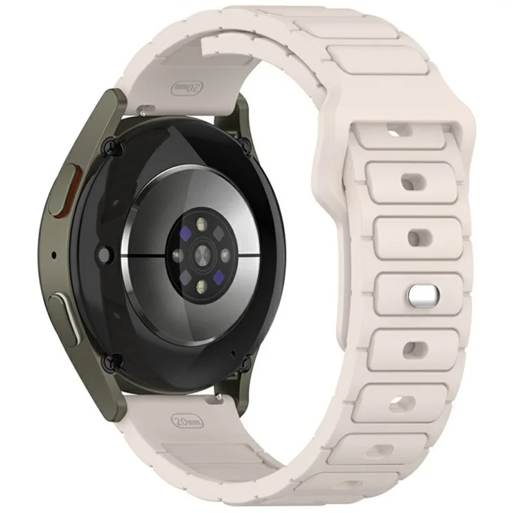 KALEBOL 20mm Silicone Watch Strap for Samsung Galaxy Watch6 Classic 47mm / 43mm / Huawei Watch GT 3 Pro 43mm I-Shaped Watch Band - Starlight