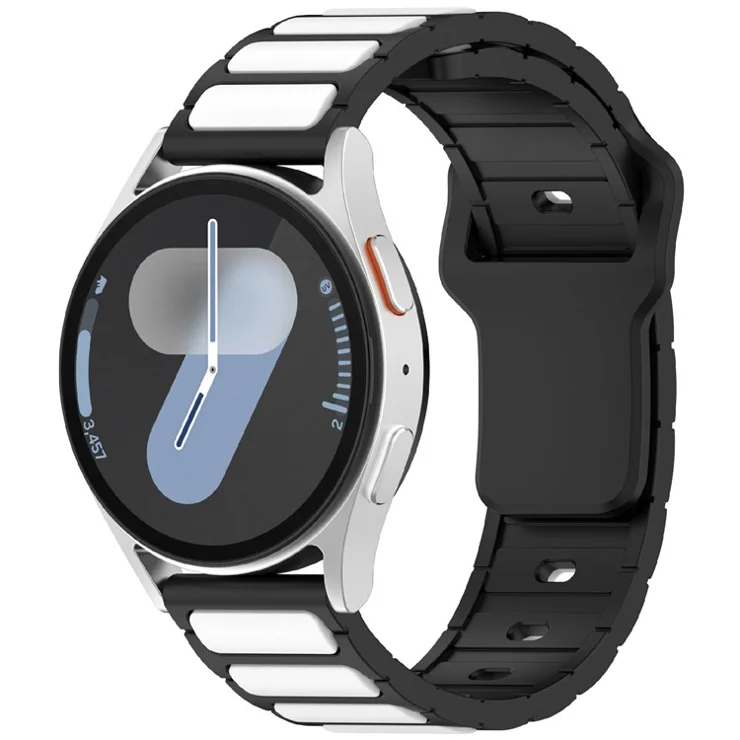 KALEBOL 20mm Dual Color Silicone Strap for Samsung Galaxy Watch6 Classic 47mm / 43mm / Huawei Watch GT 3 Pro 43mm Watch Band - Black+White