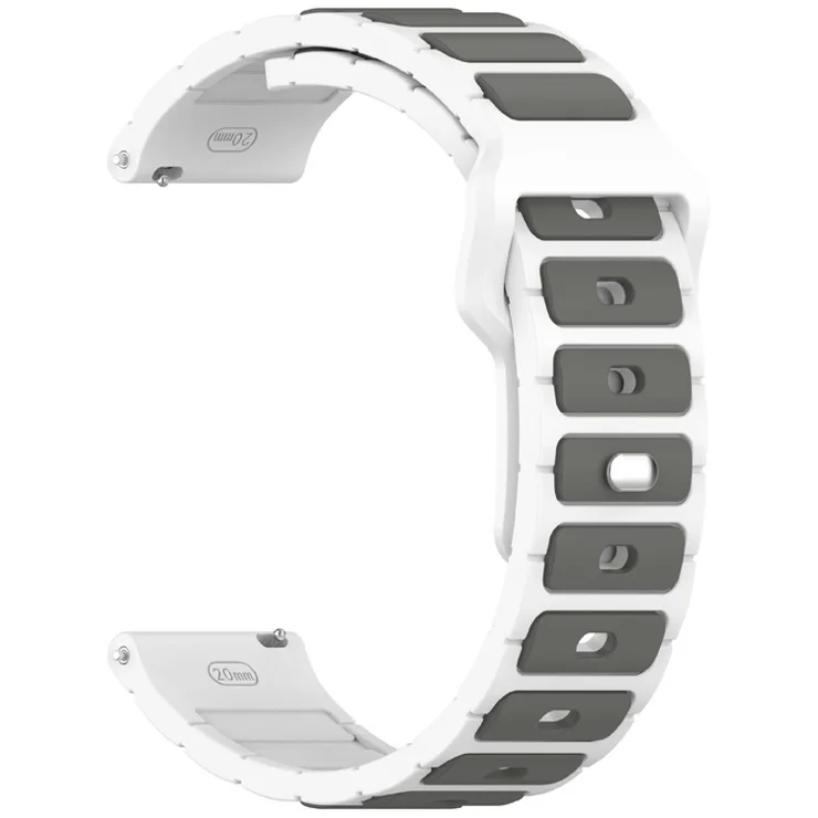 KALEBOL 22mm Dual Color Silicone Strap for Samsung Galaxy Watch3 45mm / Huawei Watch GT 5 46mm / GT 5 Pro 46mm Watch Band - White+Grey