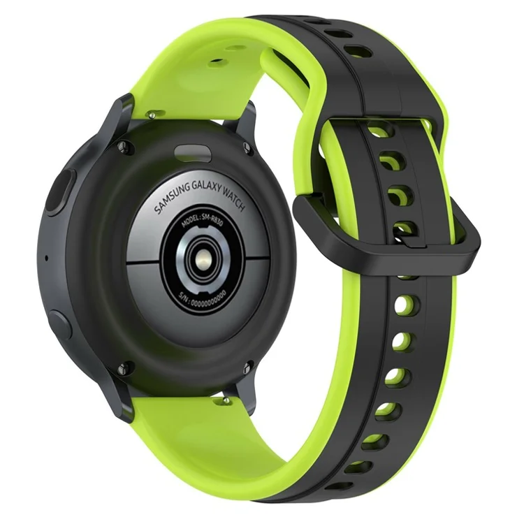KALEBOL 20mm Silicone Watch Strap for Samsung Galaxy Watch6 Classic 47mm / 43mm / Huawei Watch GT 3 Pro 43mm Dual Color Wrist Band - Black+Lime