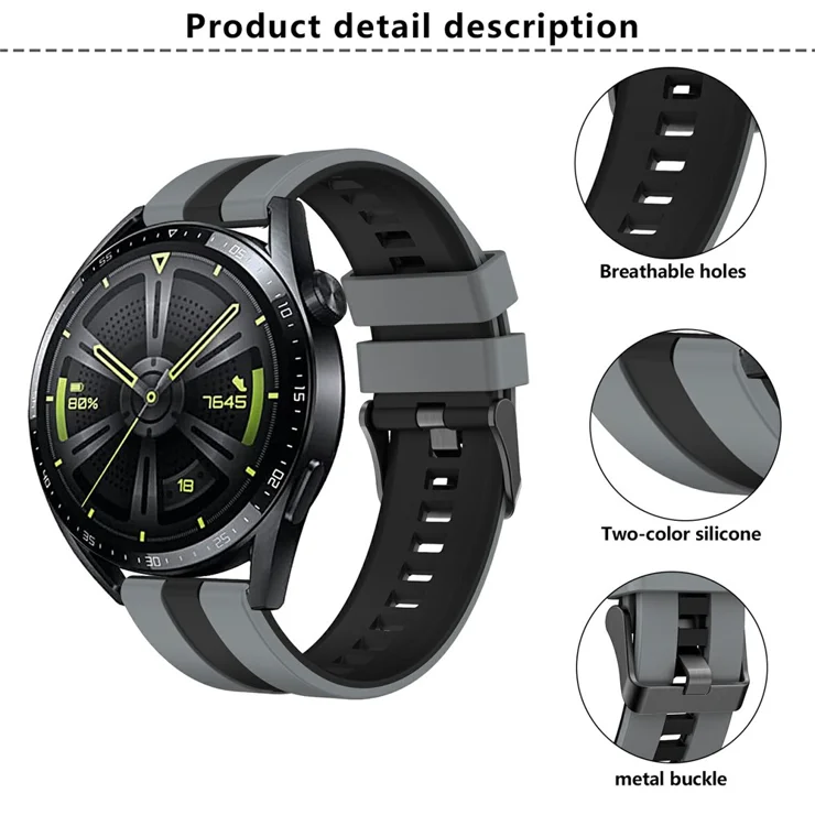 10 Passants Bracelet Montre Silicone 20mm - Pour Garmin, Samsung, Fitbit, Huawei - Anti-dérapant