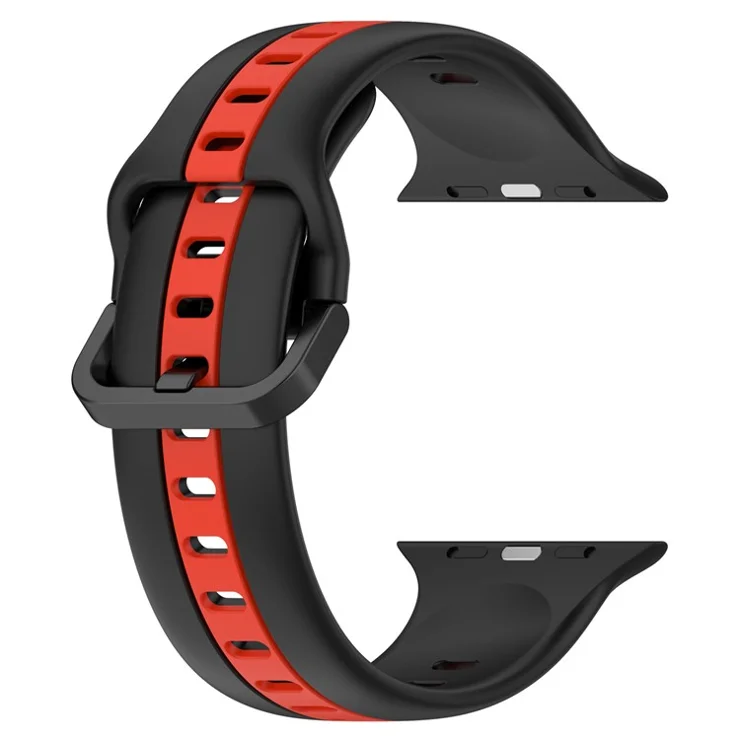KALEBOL Dual Color Silicone Strap for Apple Watch Series 10 Ultra 9 8 7 SE 6 5 4 3 2 1 46mm 49mm 45mm 44mm 42mm Watch Band - Black+Red