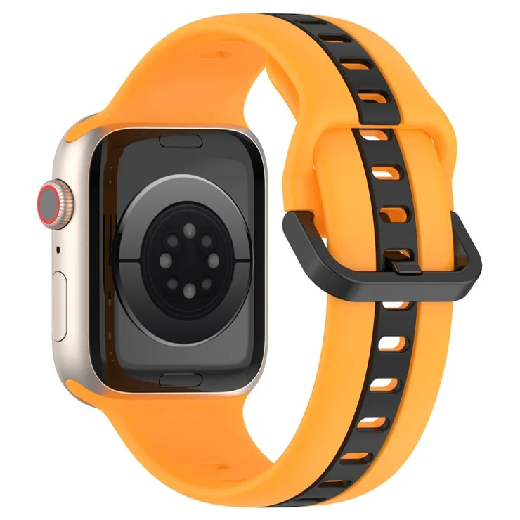 KALEBOL Dual Color Silicone Strap for Apple Watch Series 10 Ultra 9 8 7 SE 6 5 4 3 2 1 46mm 49mm 45mm 44mm 42mm Watch Band - Yellow+Black