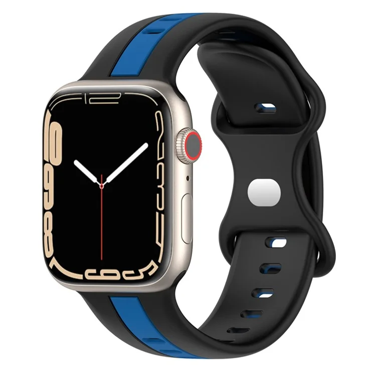 KALEBOL Dual Color Silicone Strap for Apple Watch Series 10 Ultra 9 8 7 SE 6 5 4 3 2 1 46mm 49mm 45mm 44mm 42mm Watch Band - Black+Blue