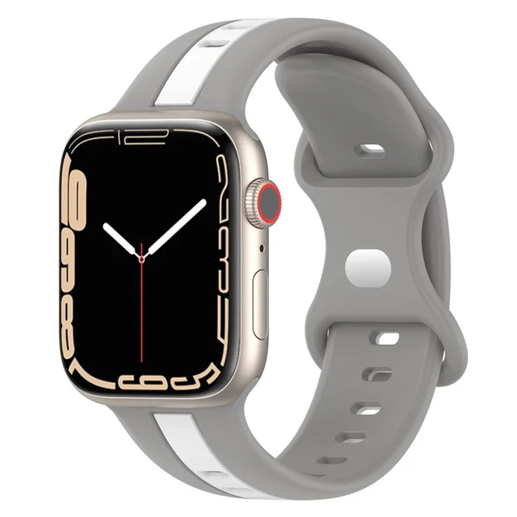 KALEBOL Dual Color Silicone Strap for Apple Watch Series 10 Ultra 9 8 7 SE 6 5 4 3 2 1 46mm 49mm 45mm 44mm 42mm Watch Band - Light Grey+White