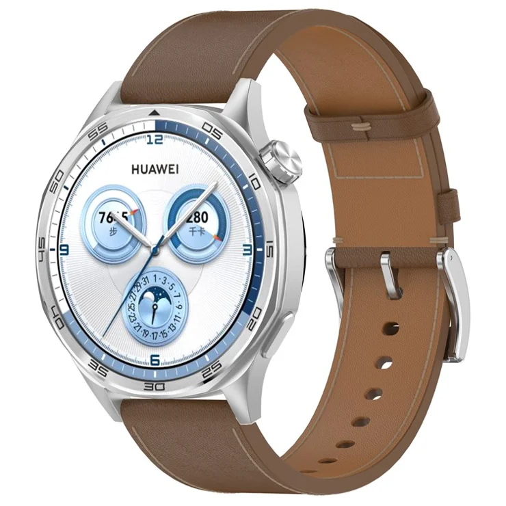 For Huawei Honor Xiaomi Garmin Smartwatch Band 22mm Universal Top Layer Cowhide Leather Strap - Brown