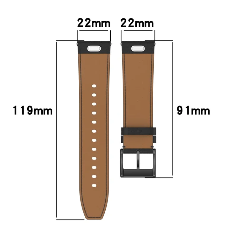 For Huawei Honor Xiaomi Garmin Smartwatch Band 22mm Universal Top Layer Cowhide Leather Strap - White