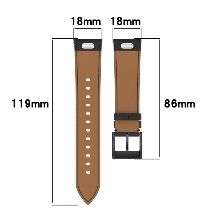 For Huawei Garmin Smartwatch Band 18mm Universal Top Layer Cowhide Leather Strap - White