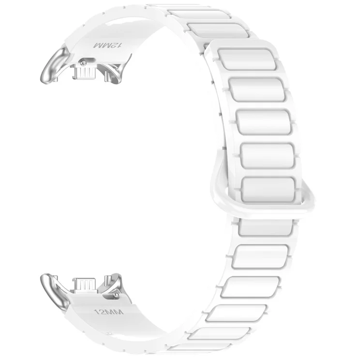 Magnetic Silicone Strap for Xiaomi Smart Band 9 NFC / 9 / 8 NFC / 8 Replacement Wristband with Connectors - White