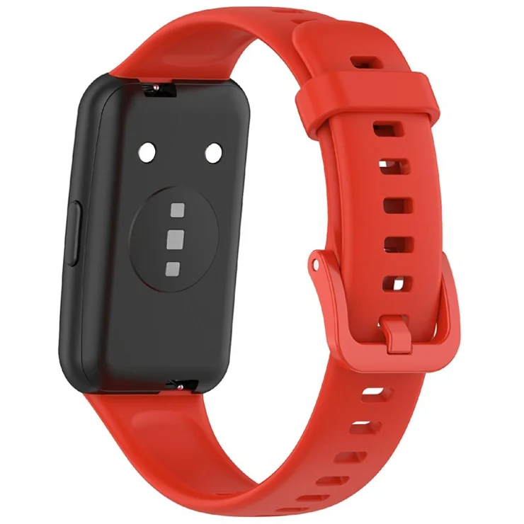 For Huawei Band 7 Silicone Watch Band Solid Color Replacement Strap - Red