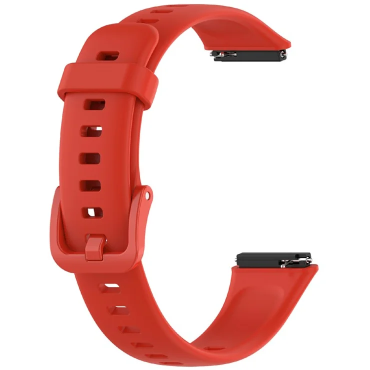 For Huawei Band 7 Silicone Watch Band Solid Color Replacement Strap - Red