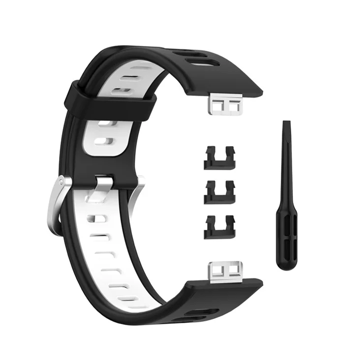 Dual Color Silicone Watch Strap for Huawei Watch Fit Special Edition B39 / (TIA-B09 / TIA-B19) - Black / White