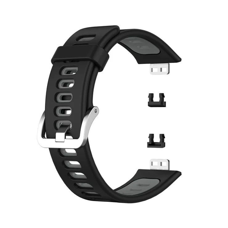 Dual Color Silicone Watch Strap for Huawei Watch Fit Special Edition B39 / (TIA-B09 / TIA-B19) - Black / Grey