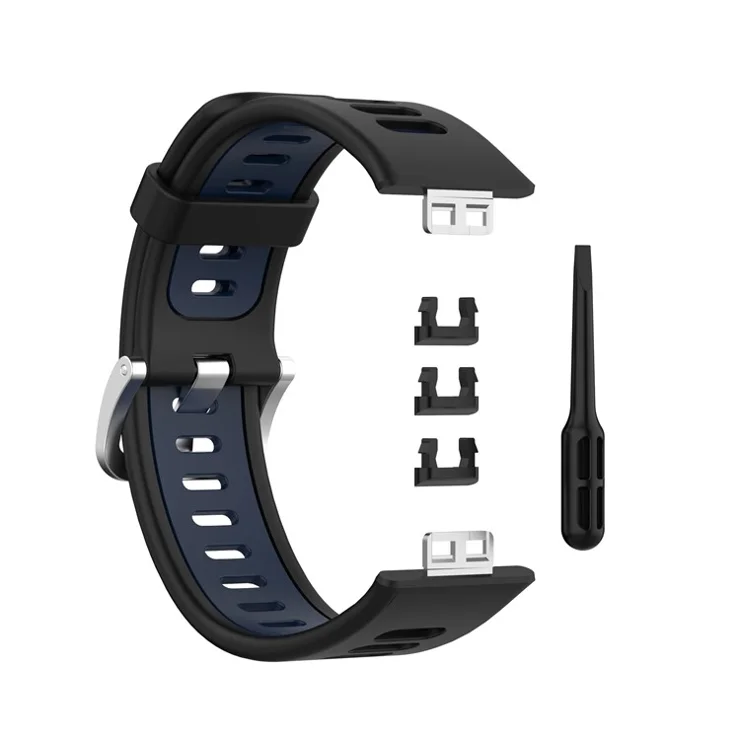 Dual Color Silicone Watch Strap for Huawei Watch Fit Special Edition B39 / (TIA-B09 / TIA-B19) - Black / Blue
