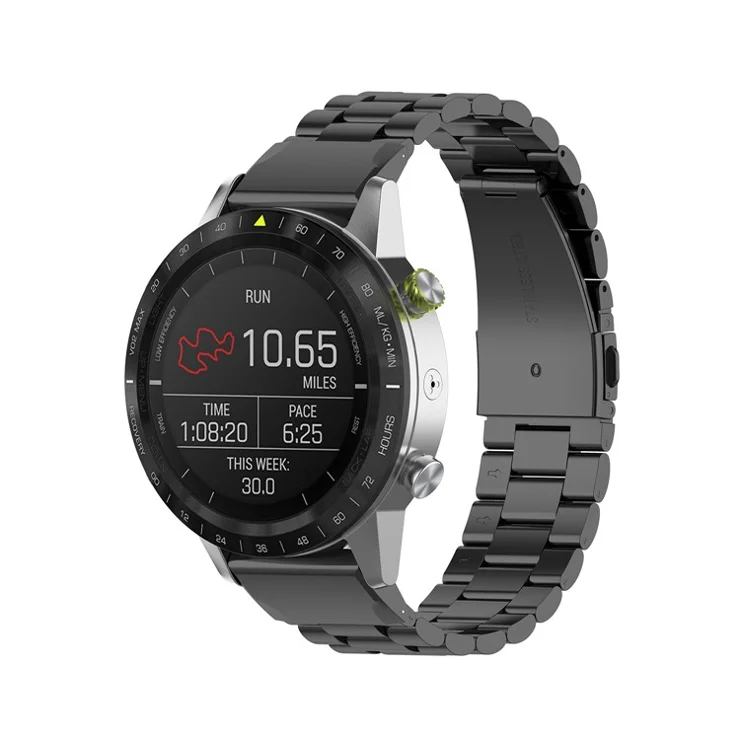 Stainless Steel Three Beads Replacement Watch Strap for Garmin Fenix 6 - Black