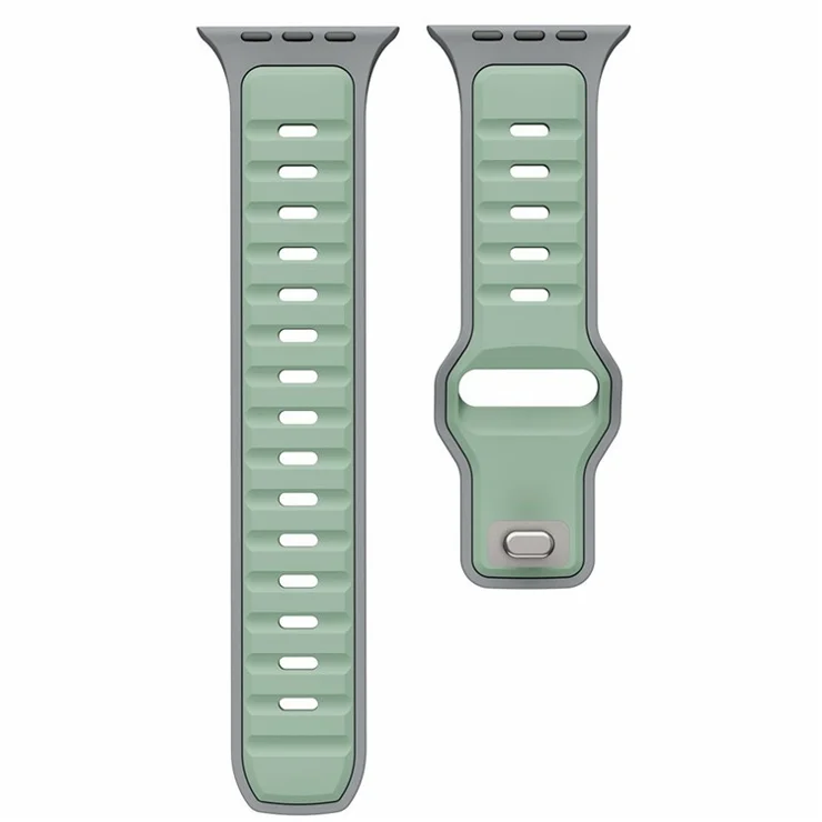 Silicone Strap for Apple Watch Series 10 Ultra 9 8 7 SE 6 5 4 3 2 1 46mm 49mm 45mm 44mm 42mm Dual Color Sport Wrist Band - Grey / Light Green