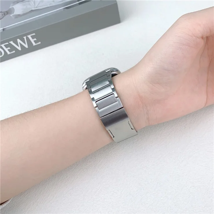 Wrist Strap for Apple Watch Series 10 Ultra 9 8 7 SE 6 5 4 3 2 1 46mm 49mm 45mm 44mm 42mm One-Bead Stainless Steel Watch Band - Silver