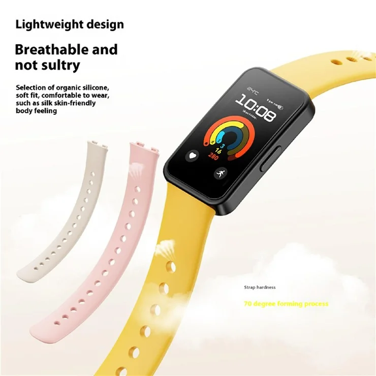 Silicone Wristband for Huawei Band 10 / Band 9 NFC / 9 / 8 NFC / 8 Replacement Adjustable Watch Strap - White