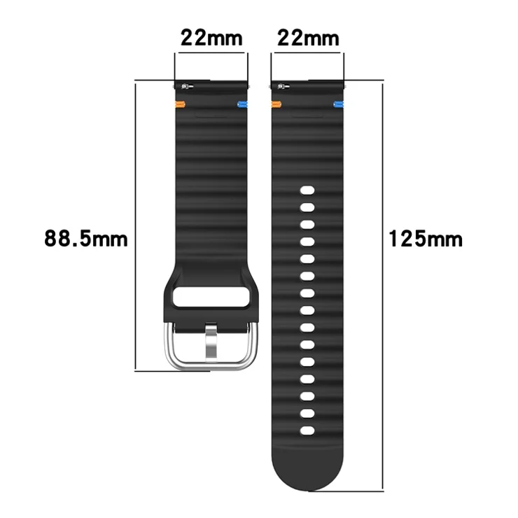 22mm Watch Strap for Samsung Galaxy Watch3 45mm / Watch 46mm / Huawei Watch 4 Pro Flat Wavy Silicone Band - White