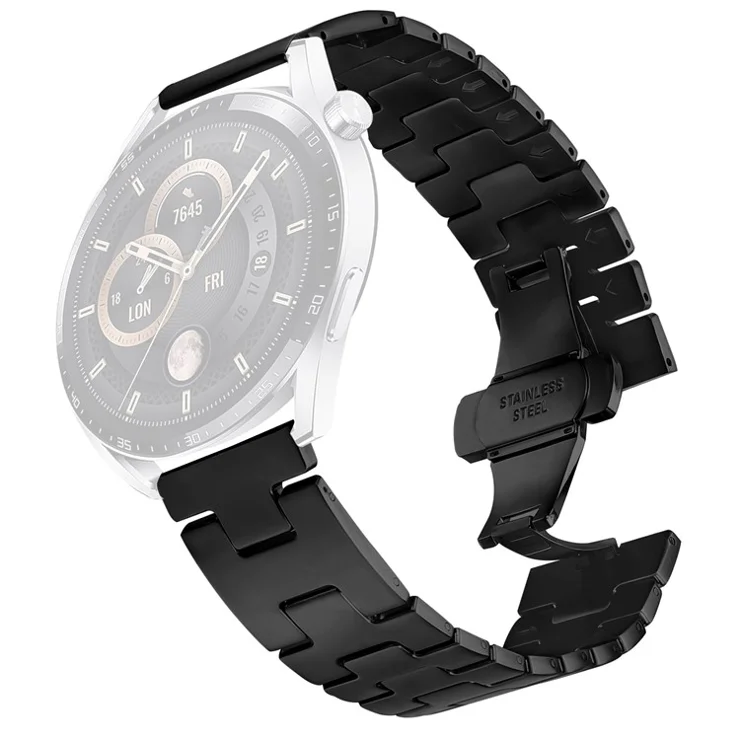 For Huami Amazfit Stratos 3 Replacement Strap H Type Metal Watch Band - Black