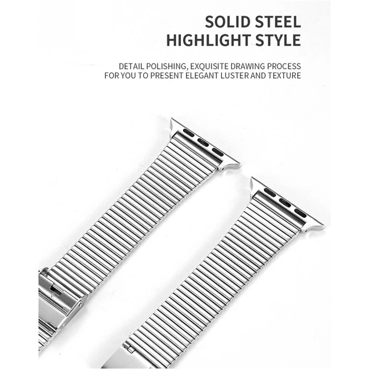 Buckle Design Stainless Steel Smart Watch Strap Replacement for Apple Watch Ultra 49mm / Ultra 2 49mm / Series 9 45mm / SE (2023) 44mm / Series 8 / 7 / 8 45mm / Watch Ultra 49mm / Ultra 2 49mm / Series 9 45mm / SE (2023) 44mm / Series 6 / 5 / 4 / SE / SE (2022) 44m / Series / Series 3 / 2 / 1 42mm