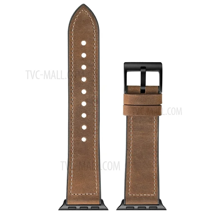 Silicone Leather Coated Watchband Wrist Strap Replacement for Apple Watch Series 10 42mm / 9 8 7 41mm / 6 5 4 SE SE (2022) SE (2023) 40mm / 3 2 1 38mm - Crazy Horse Brown