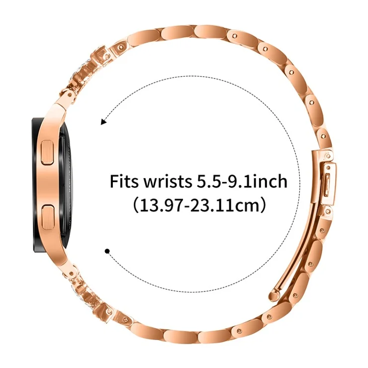 Metal Strap with Connector for Samsung Galaxy Watch 5 Pro / 5 / 5 Active / 4 / 4 Classic / 4 Active Crown Shape Watch Band - Rose Gold