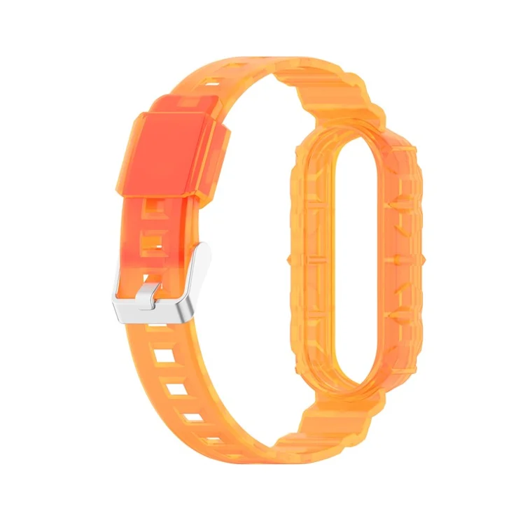 Transparent Silicone Smart Watch Band Replacement for Xiaomi Mi Band 3/4 - Orange