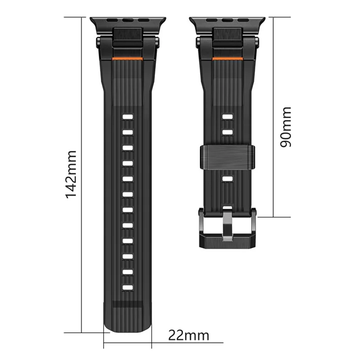 Wrist Strap for Apple Watch Series 10 Ultra 9 8 7 SE 6 5 4 3 2 1 46mm 49mm 45mm 44mm 42mm Stainless Steel Connector TPU Watch Band - Orange