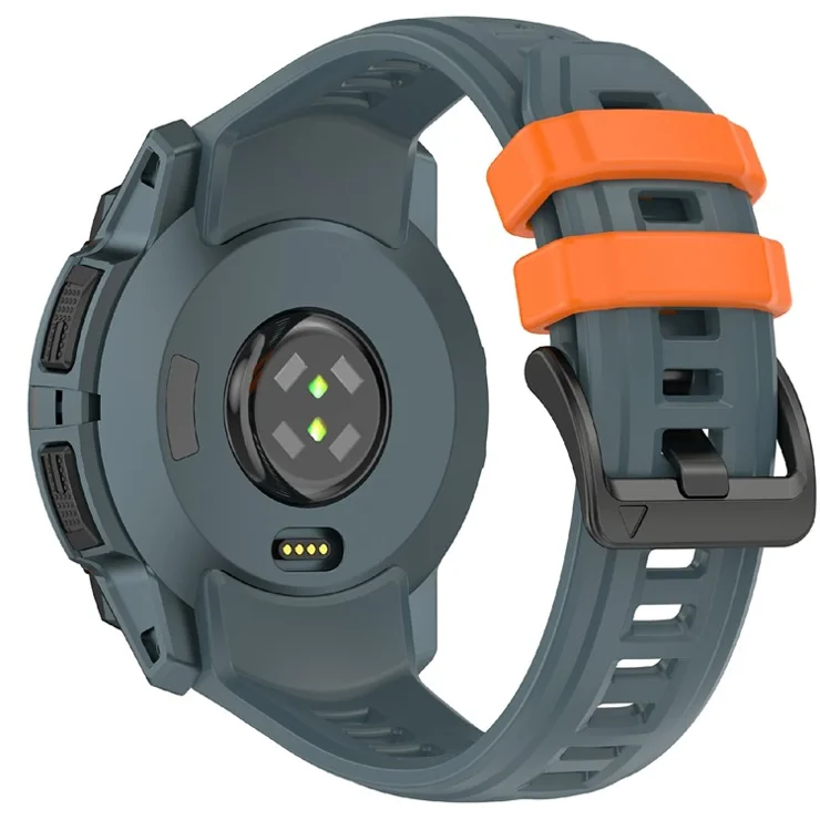 26mm Silicone Strap For Garmin Instinct 3 Solar / Instinct 3 AMOLED 50mm Replacement Watch Band - Midnight Blue / Orange