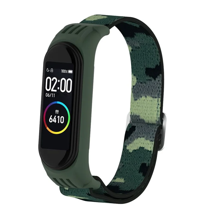 Elastic Nylon Smart Watch Strap Replacement Watchband for Xiaomi Mi Band 3/4/5/6 - Camouflage