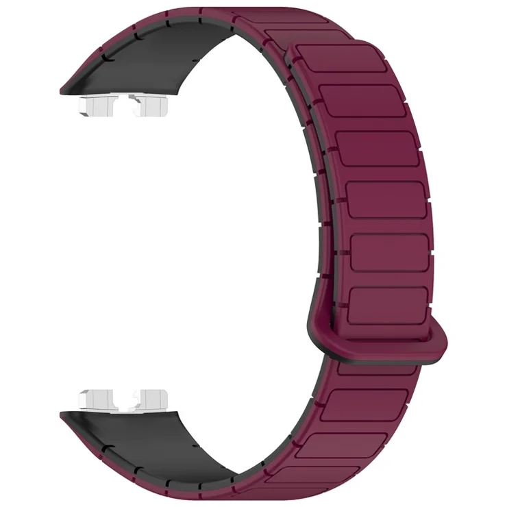 Watch Band For Huawei Band 10 / 9 / 8 Magnetic Dual-Color Silicone Strap - Wine Red / Black