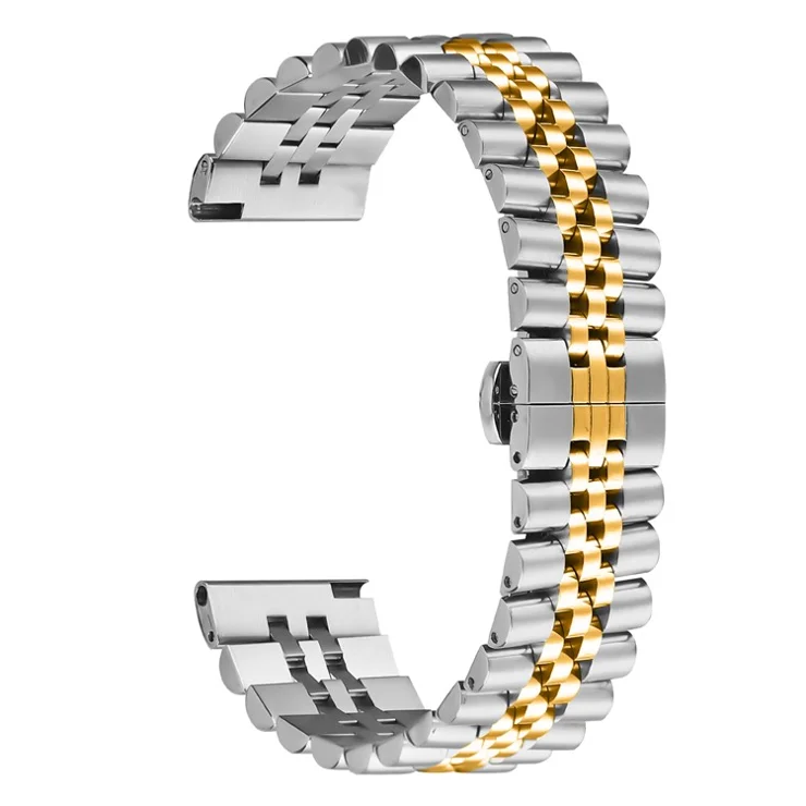 For Huawei Watch GT 4 46mm Wrist Band 5-Bead Stainless Steel Butterfly Clasp Watch Strap - Silver+Gold