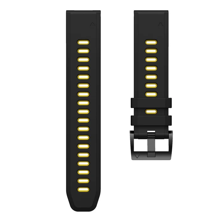 Bi-color Adjustable Quick Release Silicone Smart Watch Band Wrist Strap for Garmin Fenix 7X/6X Sapphire GPS/6X Pro/6X GPS/5X GPS/5X Plus - Black / Yellow