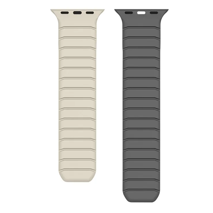 Watch Band For Apple Watch Series 10 9 8 7 SE (2023) SE (2022) SE 6 5 4 3 2 1 42mm 41mm 40mm 38mm Fluororubber Wrist Strap - Starlight / Grey