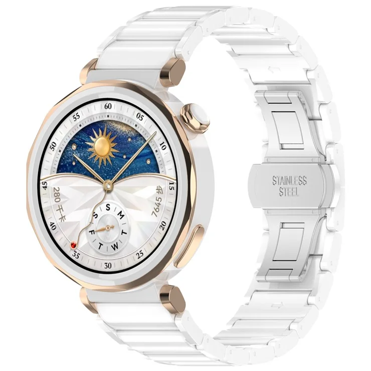 For Huawei Watch GT 5 Pro 42mm / GT 5 41mm Ceramic Metal Watch Band 18mm Universal Wrist Strap - White